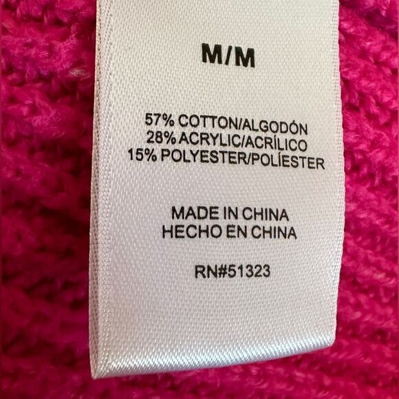 VINCE CAMUTO Pink Sweater Bobble Stitch Sleeve Knit Crew Neck Size M - Picture 9 of 12